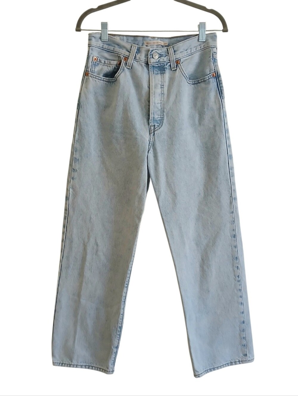 LEVIS Big E Ribcage Straight Ankle Jeans Women's 27 Light Wash Button Fly